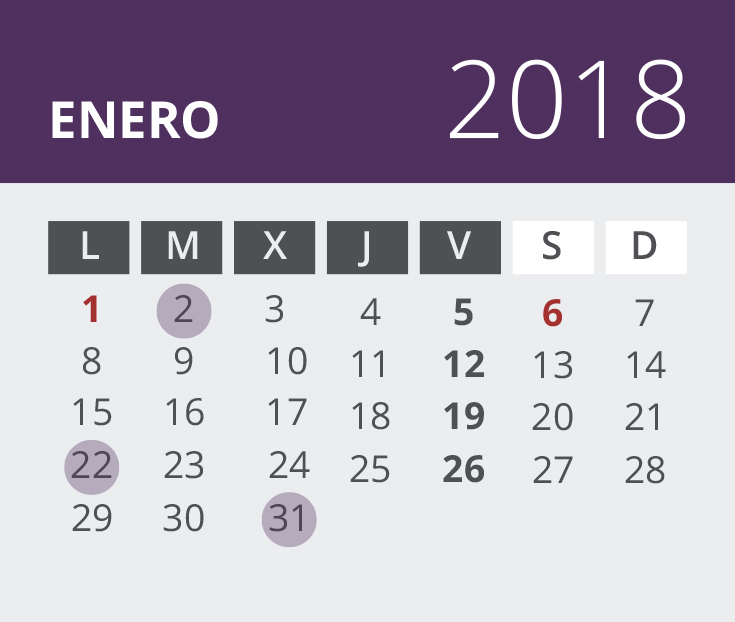 Calendario del Territorio Canarias. Enero